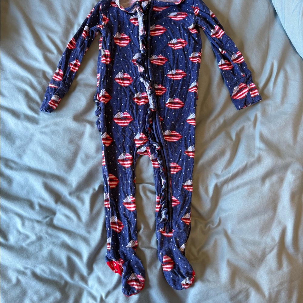 Posh Peanut Navy and Red Striped Kids Footie
